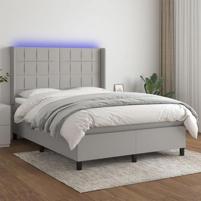 VidaXL Sommier à Lattes de Lit avec Matelas LED, Lit Rembourré, Lit Double, Lit Adulte de Chambre à Coucher Intérieur, 3138317