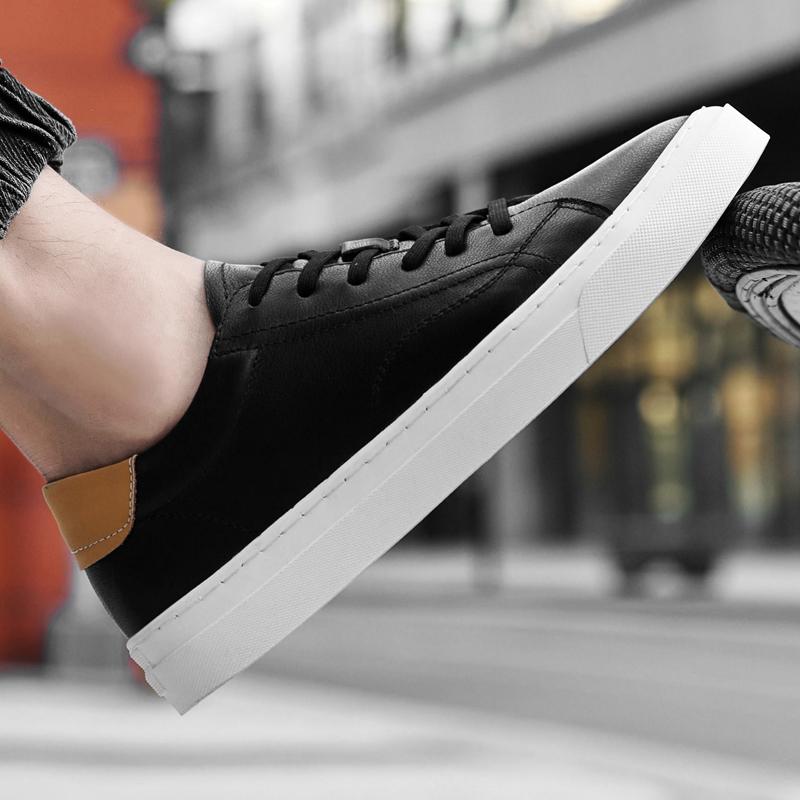 FashionHigh Quality Men's Casual Shoes Genuine Leather Low Top Mens Sneakers Soft Lace-Up Skate Shoes Men New Design Versatile Sneakers