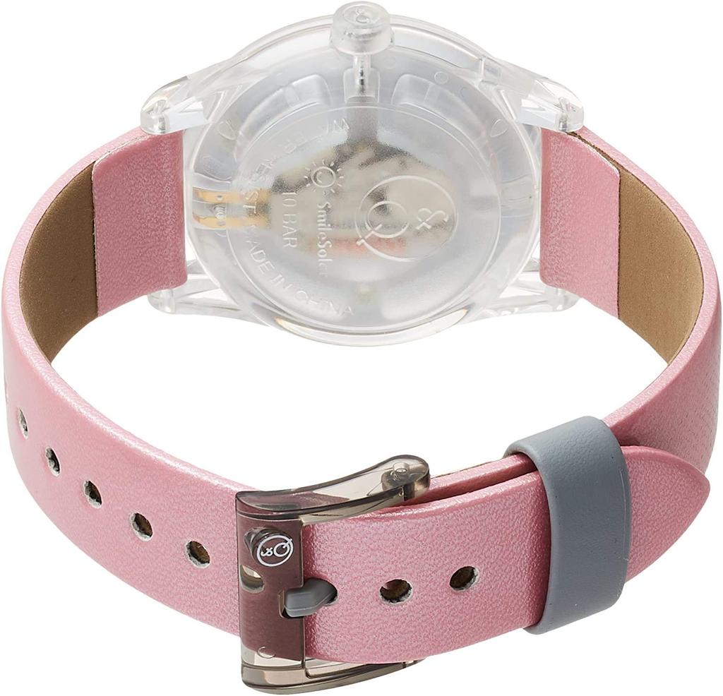 Часы Analog Smile Solar Водонепроницаемый кожаный ремешок Серебристый x Розовый [Citizen Q&Q] RP18-004 Женские