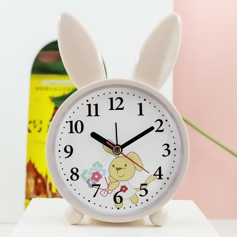 Creative Cute Rabbit Small Alarm Clock Silent Cartoon Cute Children Student Clock Alarm Simple Bedside Desk Clock