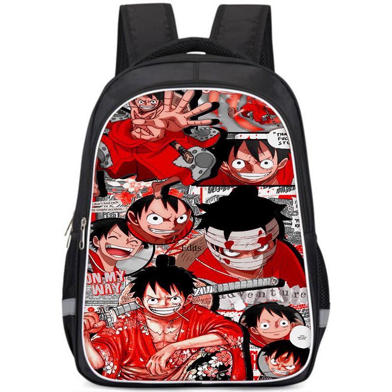 One Piece Luffy Backpack For Kids School Bag Durable Nylon Cartoon Design