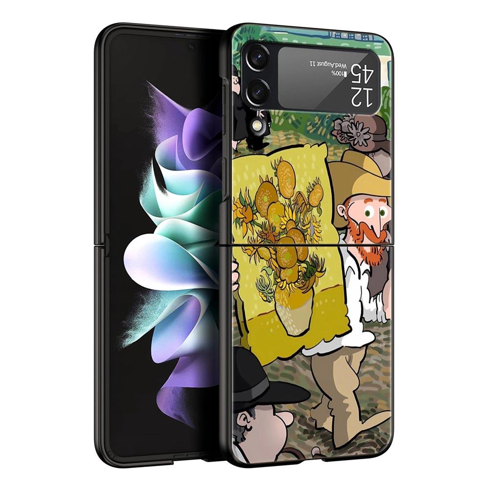 Case for Samsung Galaxy Z Flip 3 4 5 6 Folding Van Gogh Sunflowers The Starry Night For Samsung Z Flip4 Flip5 PC Hard Cover