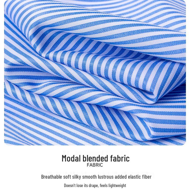 Men's 2024 Modal Striped Long Sleeve Stretch Shirt - Hidden Placket, Wrinkle-Resistant