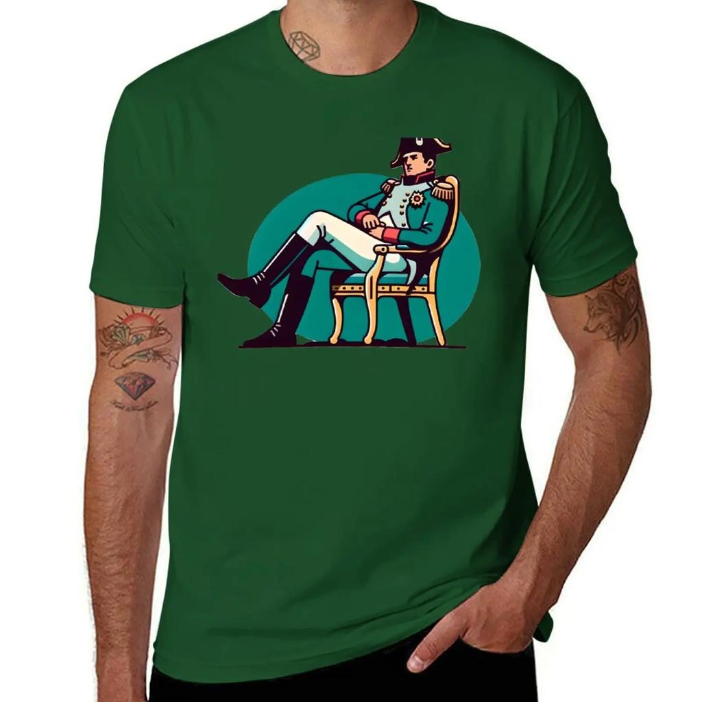 Napoleon Siting On Chair Drawing TShirt Cotton Graphic Tees New Edition Summer Top Anime Figures Mens Tshirts