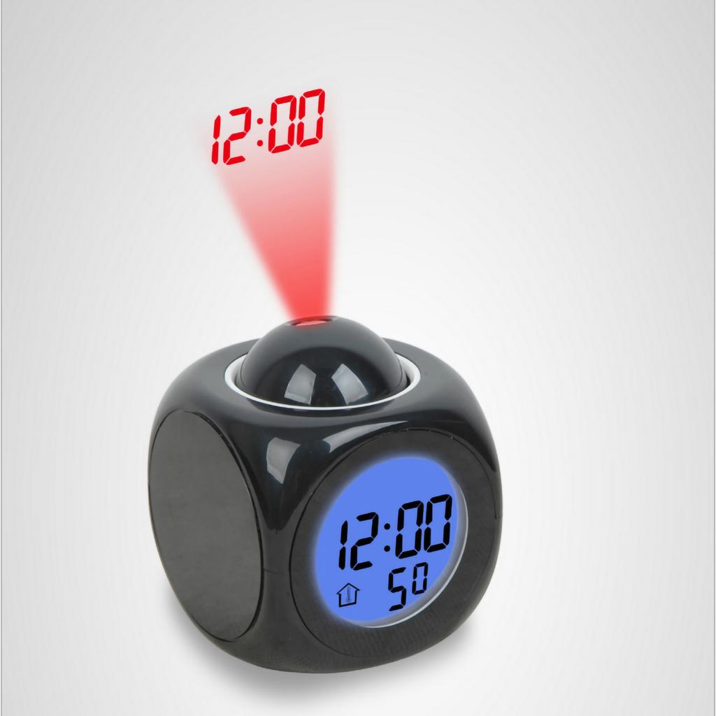 Projector Table Clock Multifunction Plastic USB Charging LED Voice Function Projection Alarm Clock