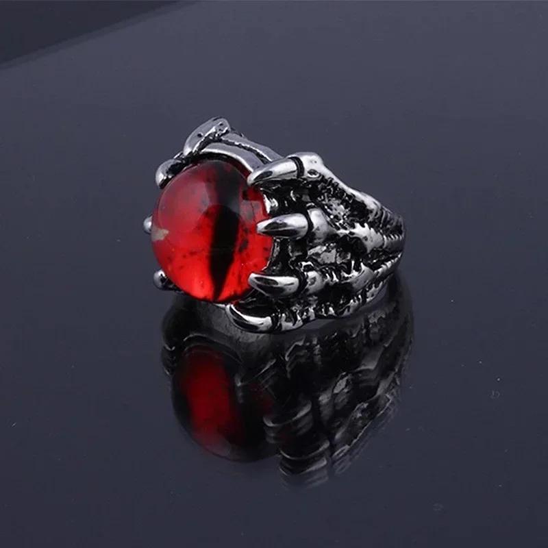 Men's Punk Colorful Evil Eye Rings for Men Women Fashion Vintage Demon Dragon Claw Ring Male Jewelry Accessories Gifts