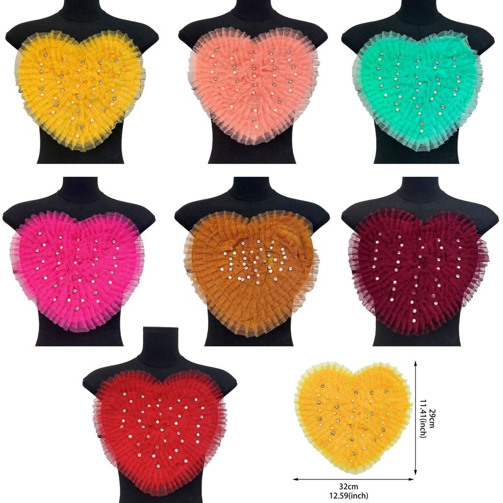 European And American Mesh Yarn Nails, Drills, Love Corsage Cloth Stickers, Handmade Three-Dimensional Pleated Lace Lace Clothing Accessories