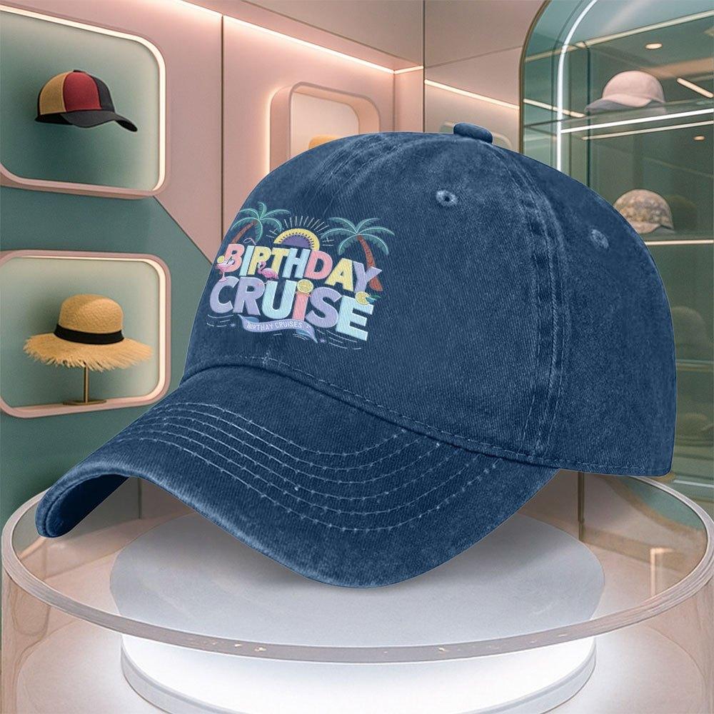 Birthday Cruise Printed Baseball Cap For Men Women Curved Brim Dad Hat Adjustable Duck Tongue Hat Multiple Colors