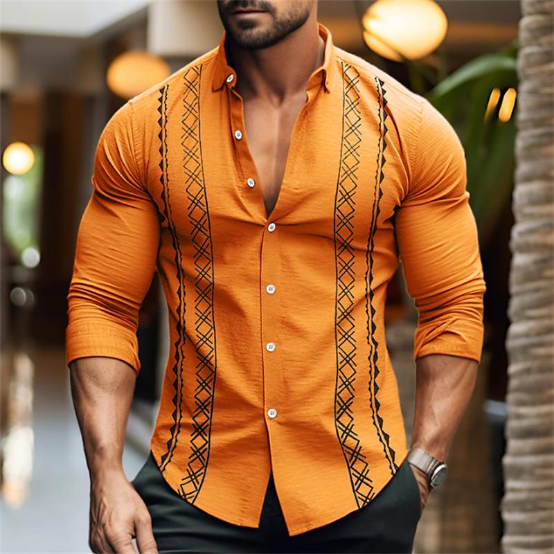 Fashion Lapel Shirt Striped Plaid Blue Green Shirt Tiger Totem Black White HD Pattern Cuban Broken Collar Fashion Popular