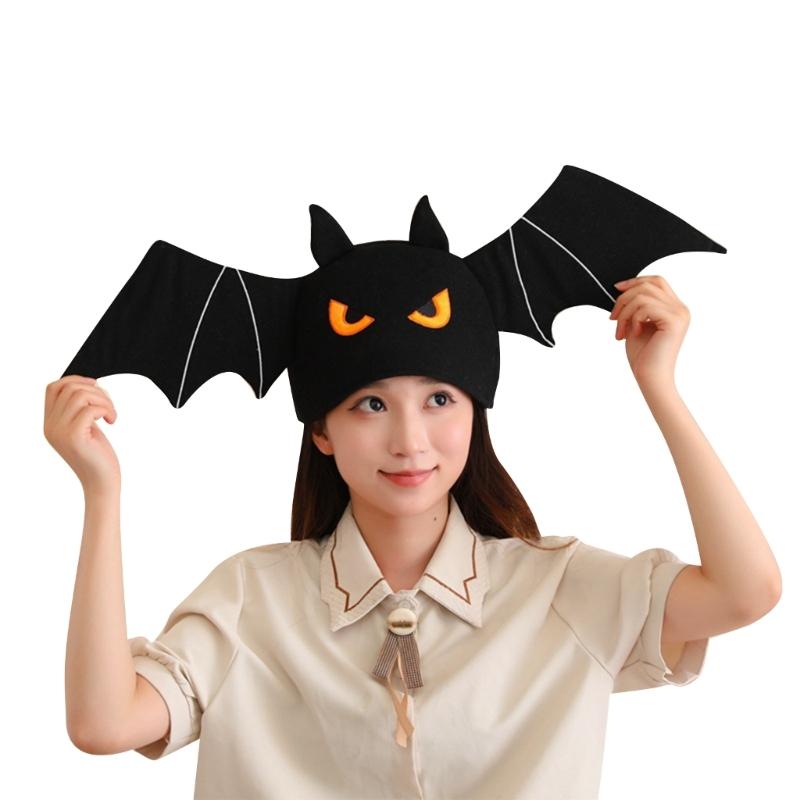 

Children Costume Bat Cap Funny Plush Hat Halloween Party Photoshoots Cap Holiday Headdress Adults Stage Props Headgear 1 чёрный