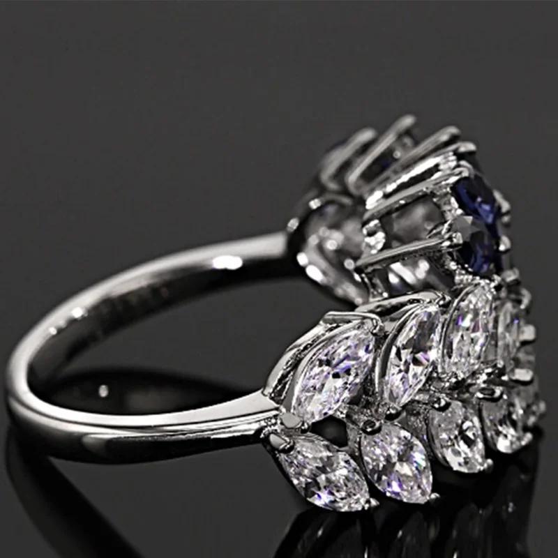 Delicate Silver 925 Jewelry Gemstone Ring for Women Amethyst Zircon Trendy Lady's Fighter Ornament Anniversary Party