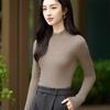 Autumn Women's Half High Neck Knitted Wool Sweater - Slim Fit, Long Sleeve, Plus Size, Elegant Top