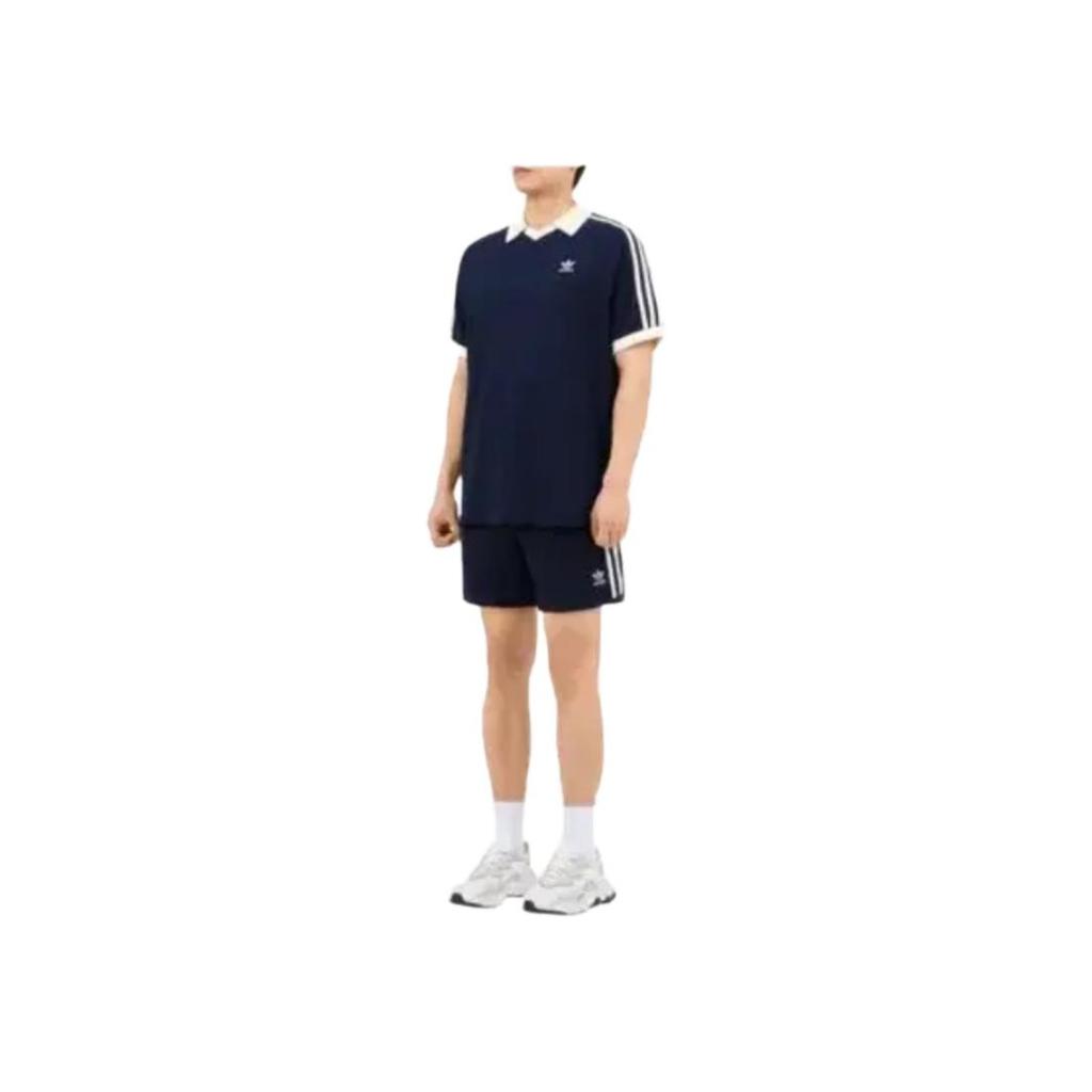 adidas Originals Striped Logo Raglan Short Sleeve T-Shirt Unisex Tops Blue KB5461