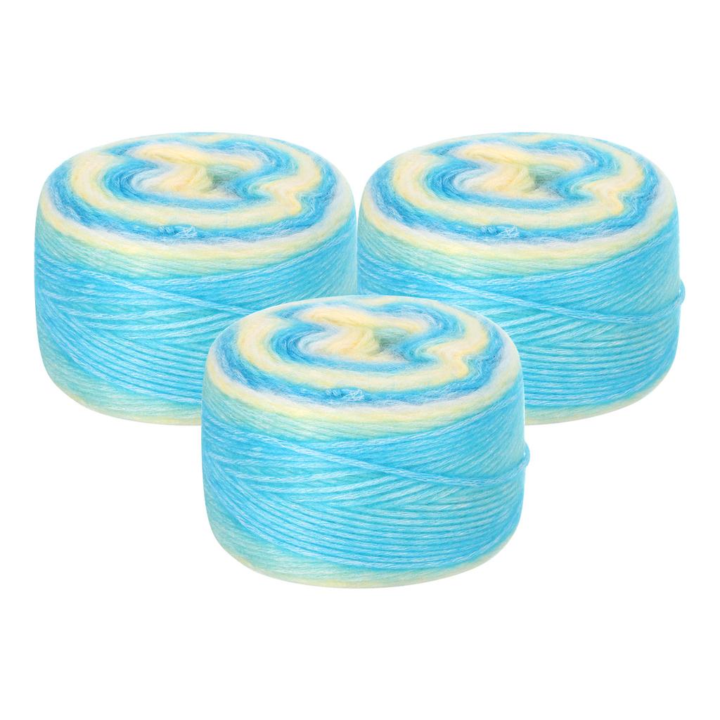 3Pcs Gradient Cake Cotton Yarns, Soft Rainbow Yarn Ball for Knitting and Crocheting Craft Project (300g X 3, 245M L Each) 100g