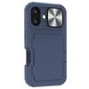 For iPhone 16 Case Card Holder Mirror PC+TPU Phone Shell with Lens Cover