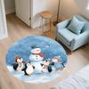 Snowy Day Penguin,Round Area Rug,Carpet Rug for Living Room Bedroom Sofa Playroom Decor,Non-slip Floor Mat