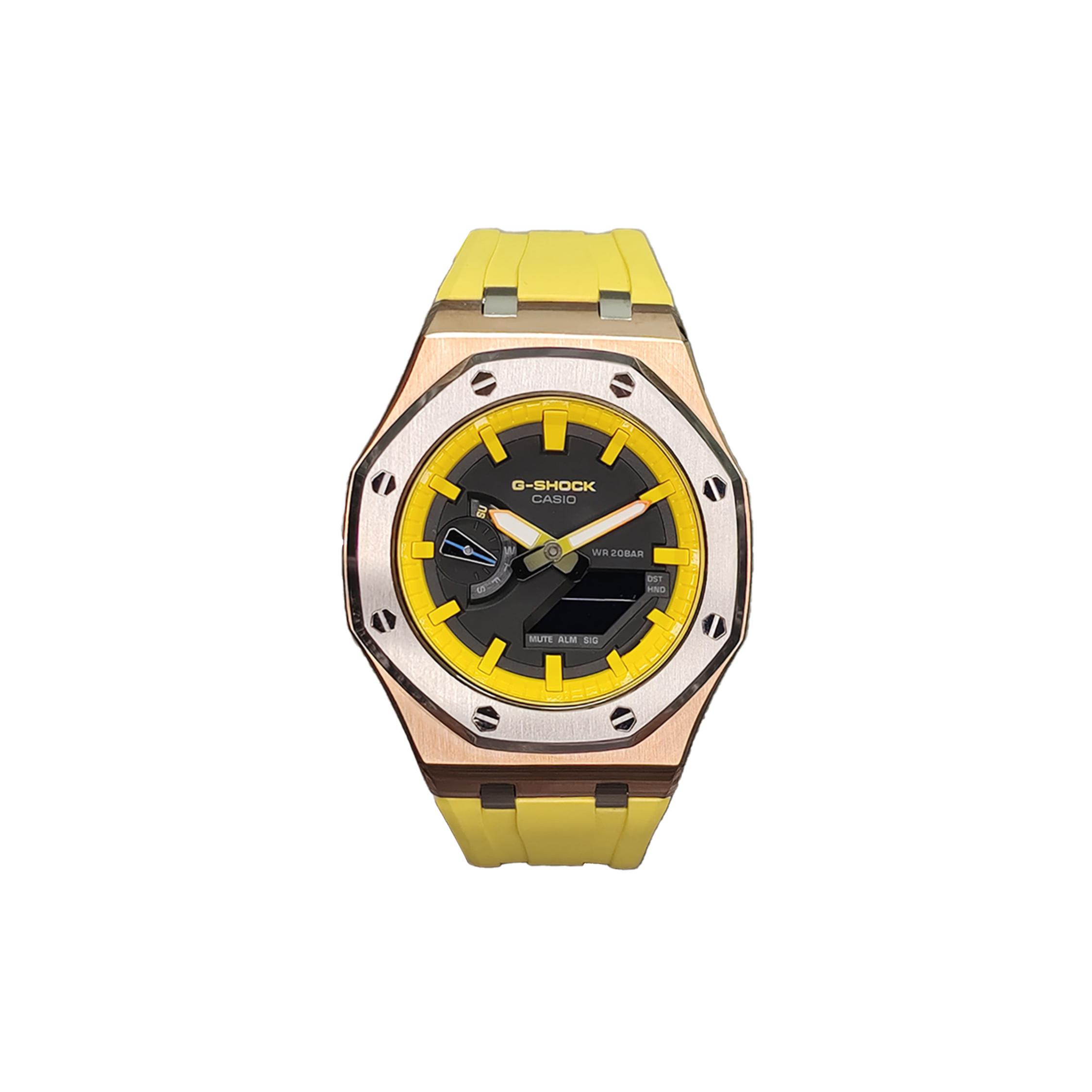 

CASIO Custom Collection Quartz Movement Fluoroelastomer Strap Watch Men s Watches Black Dial GA-2100FR-3A(Watch3--