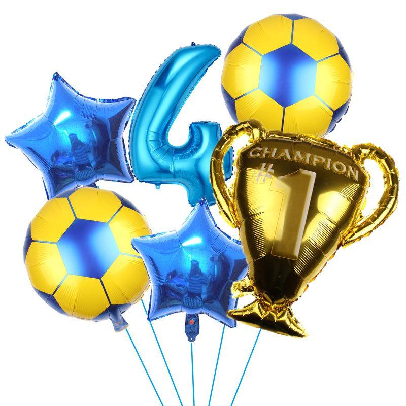 32-inch Digital Football 6-piece Aluminum Film Balloons Set - Birthday Party Gift - World Cup Football Balloons