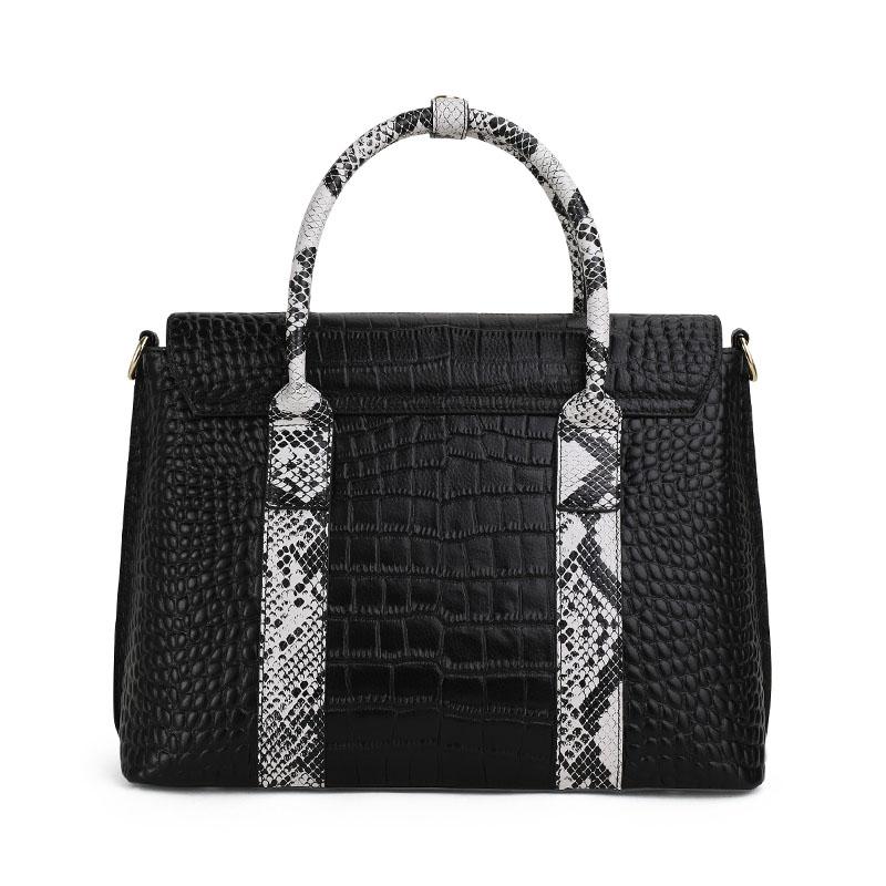Aidrani Light Luxury Crocodile Pattern Cowhide Women's Handbag Large Capacity Black Fashion Versatile One Shoulder Crossbody Bag