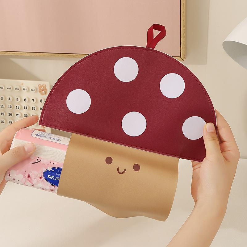 Creative Cloth Mushroom Tissue Box Cute Decorative Hanging Tissue Bag Wall Mounted Napkin Container Living Room