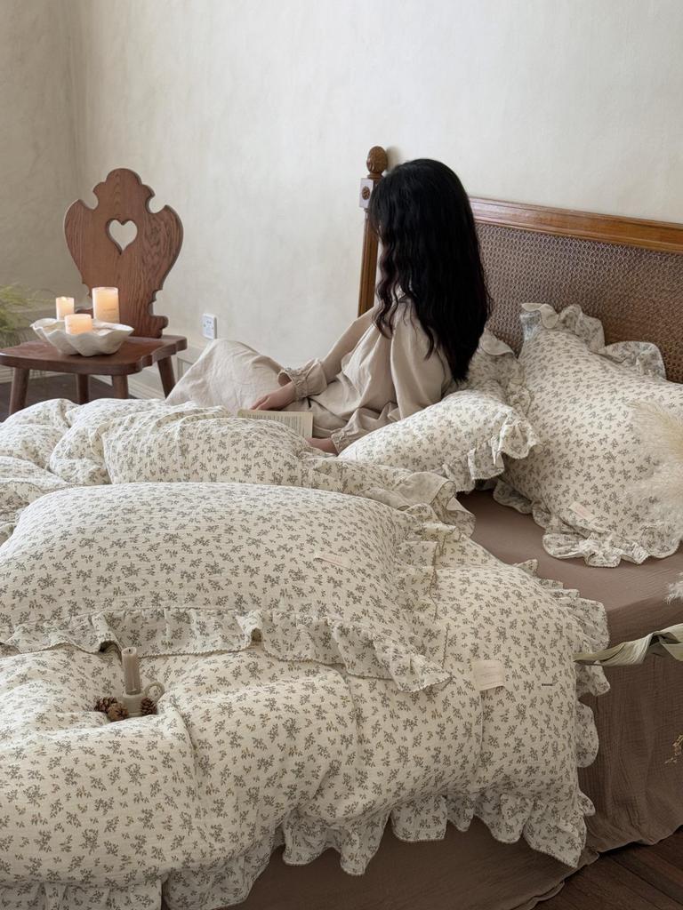 G5Z Francuska Retro Dwustronna Bawełniana Koronkowa Poszewka na Kołdrę