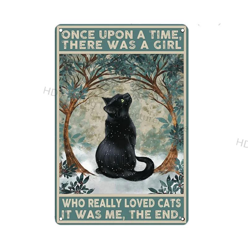 Black Cat Vintage Metal Sign Metal Retro Tin Plaque Poster For Bedroom Living Room Pet Shop Wall Decor Pin Up Funny Cat Plate