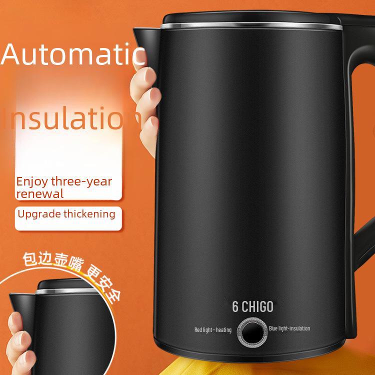 Chigo Electric Kettle: Double-Layer, Anti-Scalding, Auto Power-Off, Constant Temperature.