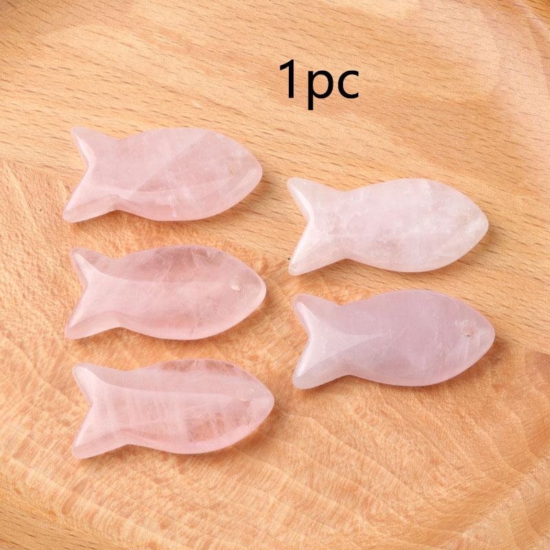1pc Hand Carved Healing Crystals Fish Figurine Natural Stone Animal Statue Amethyst Pendant Home Decor DIY Hanging Ornament