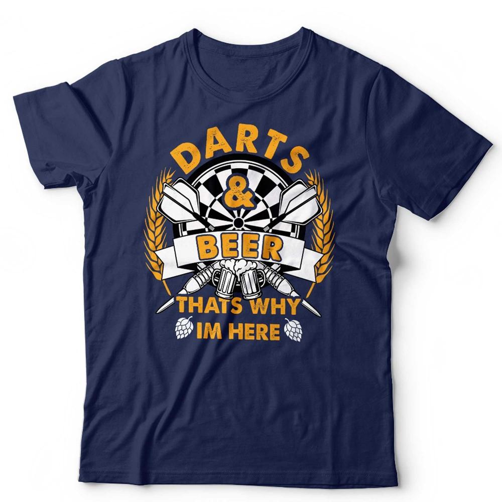 Funny Darts Tshirt Unisex Darts Beer Thats Why Im Here Lager Pub Bar Gift S