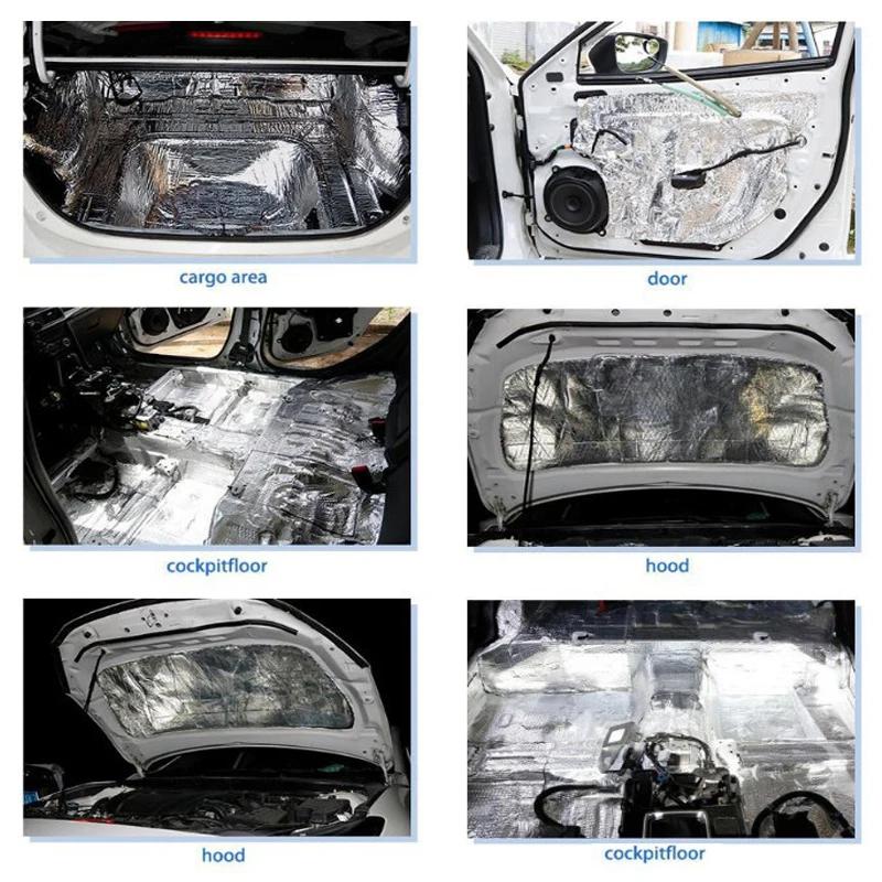 500x2000x5/10mm Aluminum Foil Sound Deadener Mat Self Adhesive Acoustic Thermal Pad Automobile Audio Sound Insulation Mats