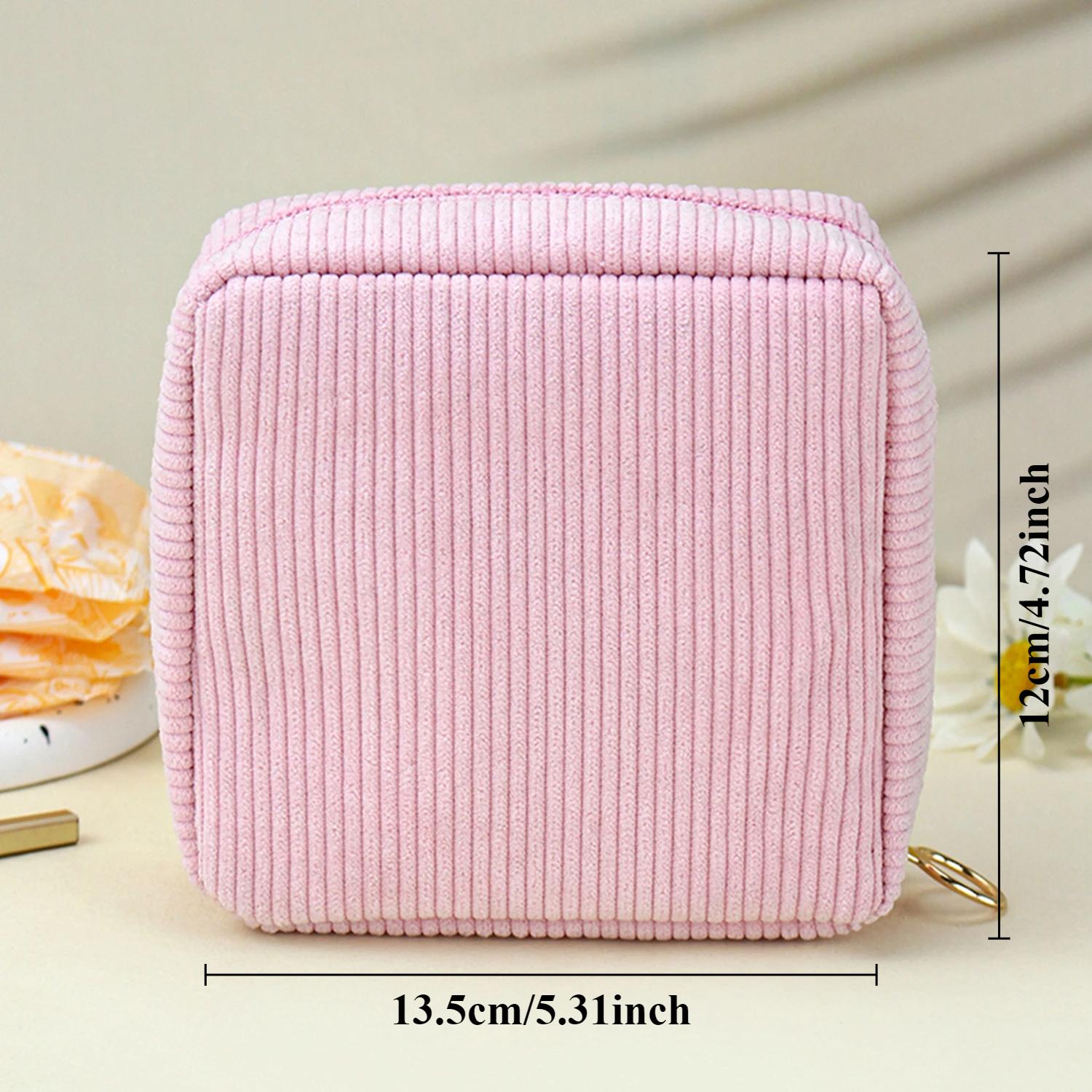 

Corduroy Makeup Storage Bag Korean Style Portable Small Multi-layer Makeup Bag Travel Storage Bag розовый