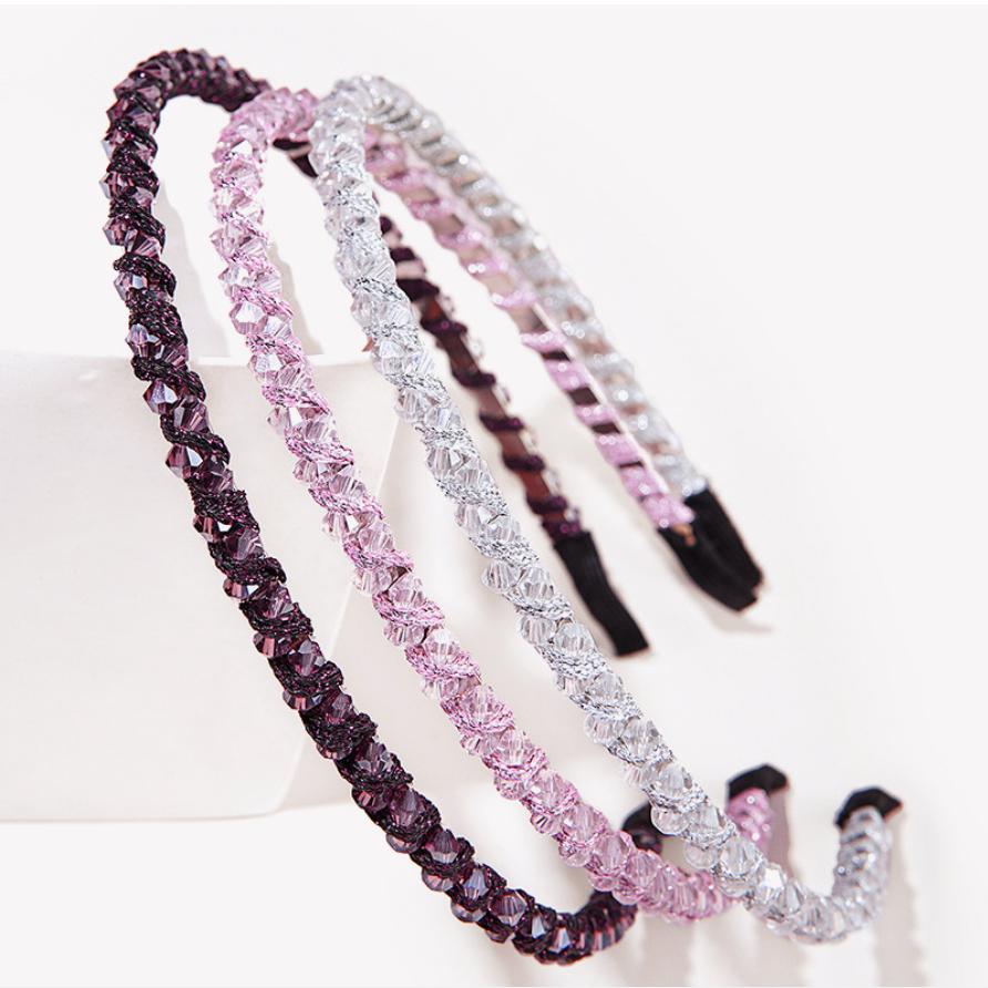 Fashion Crystal Bezel Headwear Women Beaded Headband Girls Vintage Hair Bands Hairband Hoop for Wedding Party Hair Accessories