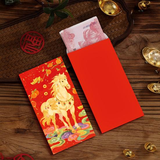 6 Pcs Envelopes Year of The Horse Chinese New Year Red Hong Bao Spring Lucky Pockets