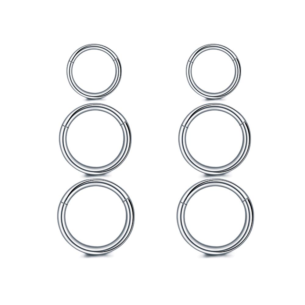 

1 Pair Hypoallergenic Unisex Surgical Stainless Steel Small Cartilage Helix Hole Piercing Hoop Earrings Set for Men Women 8mm