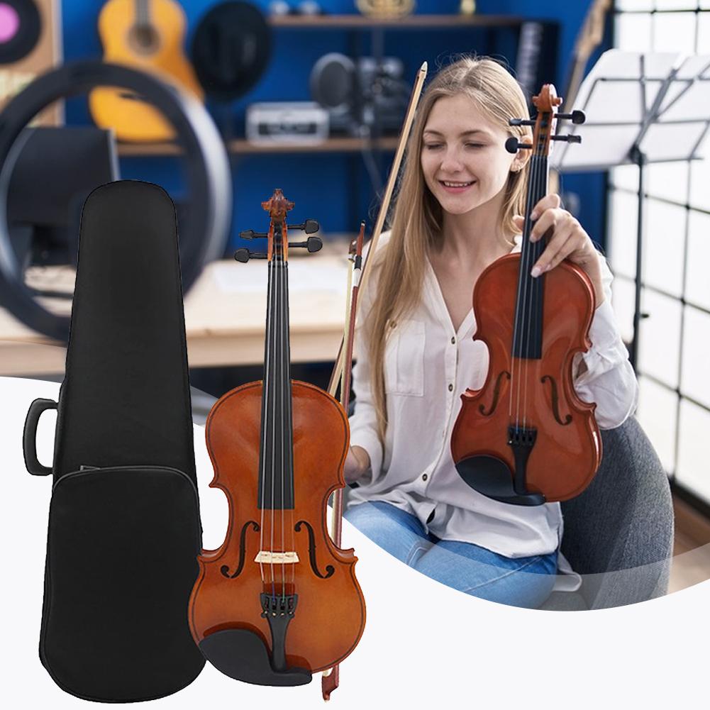 Violin 4/4 Full Size Kit With Case Bow Extra Strings Rosin Tuner Full Size Beginner Violin Wood Violin Set For Children & Adult