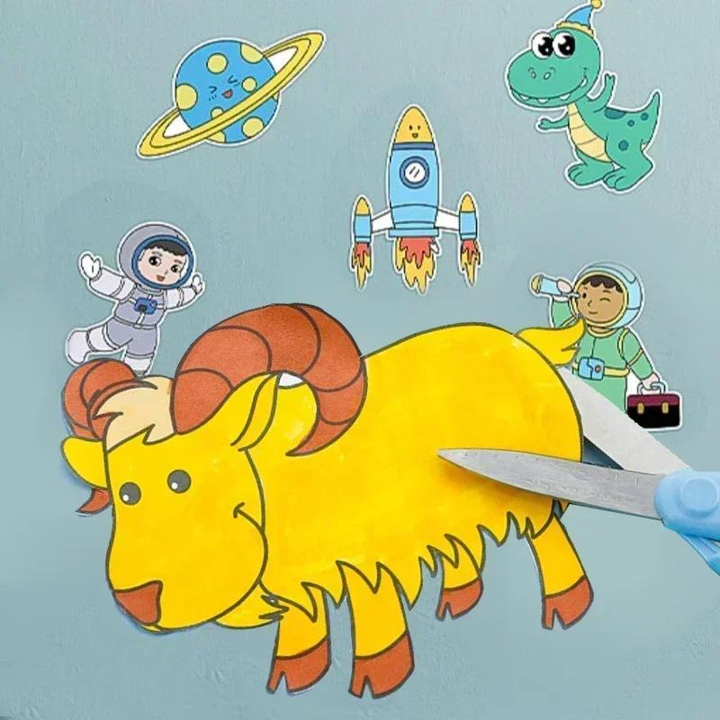 Children's Drawing Roll Sticky Color Filling Paper Graffiti Scroll Coloring Paper Roll for Kids DIY Painting Educational Toys