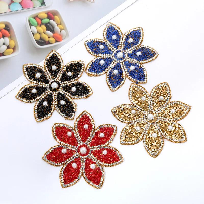 Sparkling Rhinestone Sequin Patch Flowers Star Iron On Ironing Stickers Crystal Applique For Jeans Dress Clothing Decoration Diy