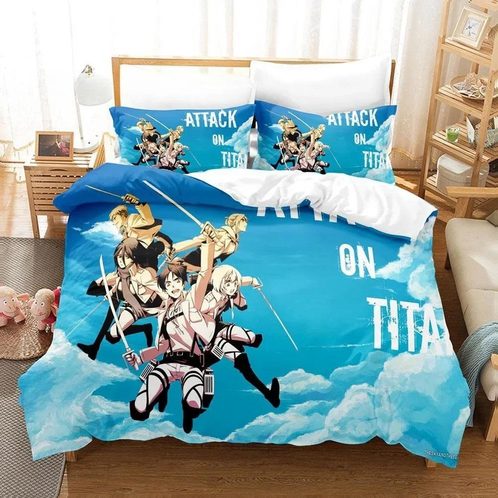Comfortable Anime Print Bedding Set With Duvet Cover And Pillowcases Single Twin Full Queen King Sizes For Adults And Kids