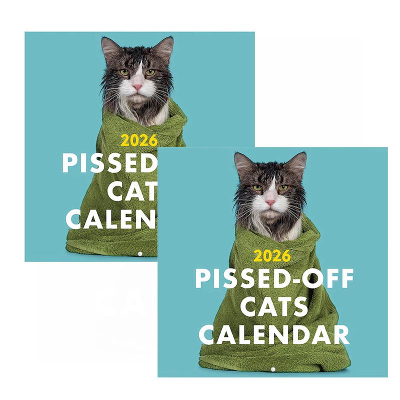 2026 Pissed-off Cats Wall Calendar Living Room Bedroom Hanging Decoration Grid Cats Color Inside Pages Monthly Planner