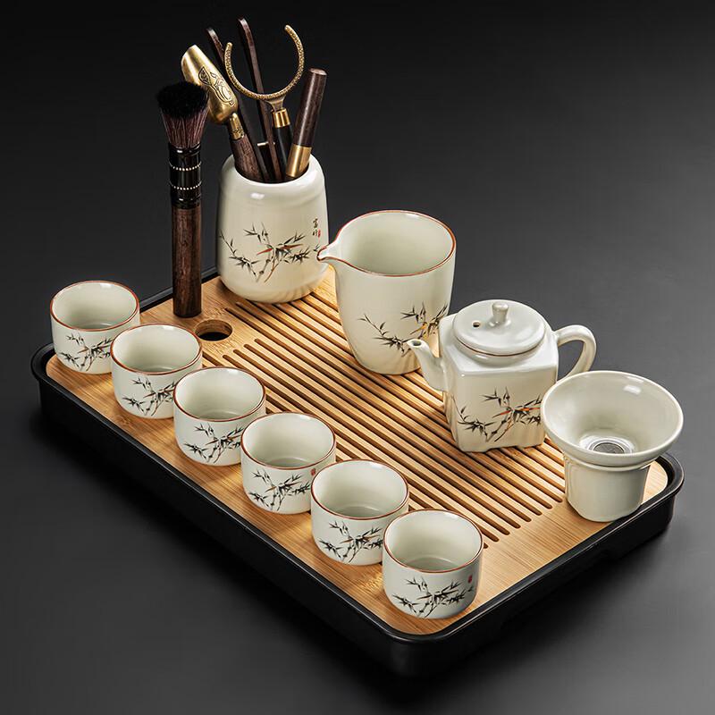 Lainuo Ru Kiln Rich Bamboo Square Tea Set