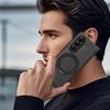 Für Samsung Galaxy Z Fold7 Fold6 Fold5 Fold4 Hülle Magsafe Magnetisch 360° Drehung Intelligenter Metallhalter Ständer Mattschwarze Lederhülle
