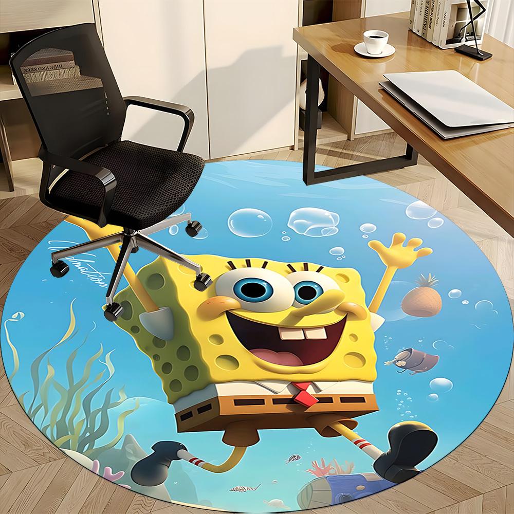 1pcSpongeBob SeaWorld Office Round Area Rug, Indoor Mat Suitable For Office, Under Office Chairs Bedroom Living Room Home Decor, Room Deco