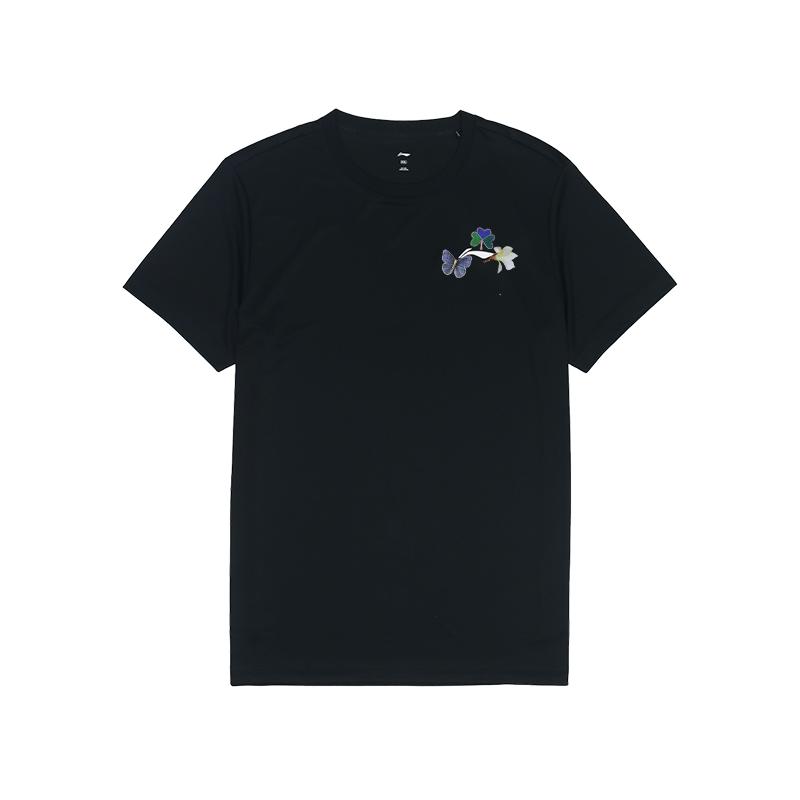 Li Ning Training Series Butterfly Embroidery Solid Color Logo Breathable Sports Short Sleeve T-Shirt Unisex Tops Black ATSS463-1(TEAM702-3.4.20)
