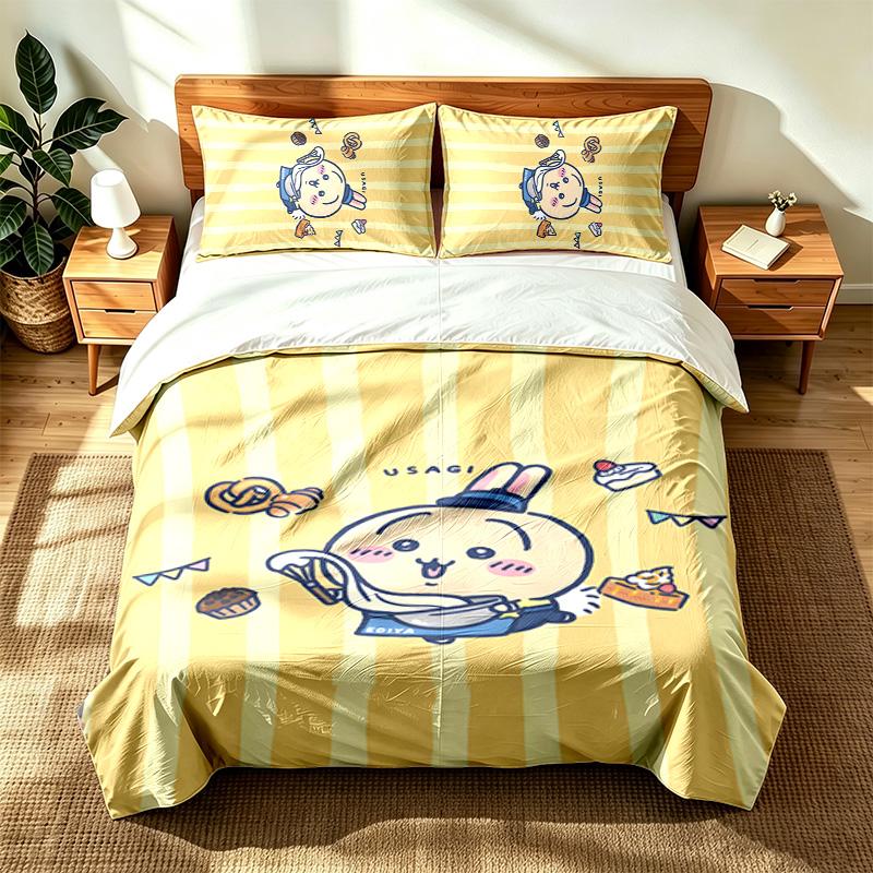 Chiikawa (5) 3pc set suitable for master bedrooms soft and comfortable an ideal gift for family and friends Includes one duvet cover and two pillowcas
