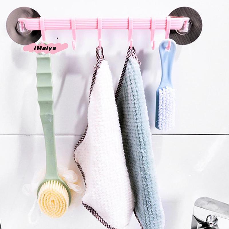 M-1pc Blue/White/Pink Suction Cup Type Hook 6 Rows For Kitchen Bathroom Corner Suspension Without Marks Plastics Hanger Hooks