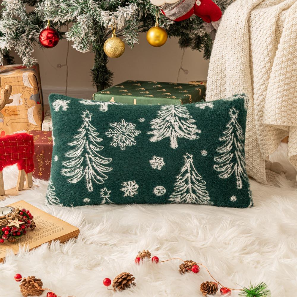 Delicate Christmas Pillowcase Soft Knitted Square Cover Xmas Tree Pattern Home Decor Case for Couch