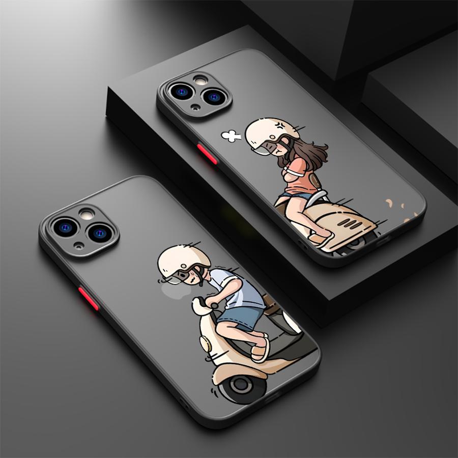 Cartoon Cute Couple Case for iPhone 17 Pro Max Air 16 Plus 7 8 SE 14 15 13 Mini 11 12 XS XR Funda Back Phone Cover