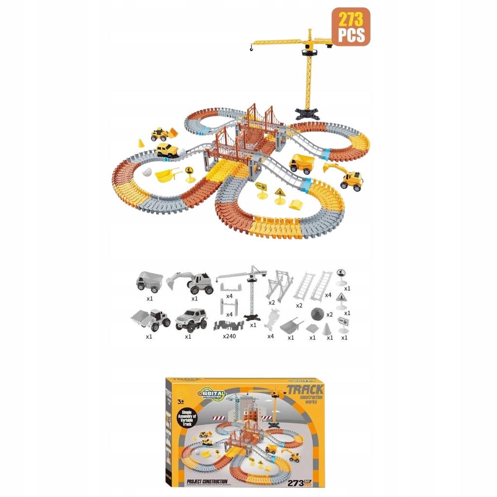 Mega XXL Elektrická Závodní Dráha Stavební Park Staveniště Sada 273 EL