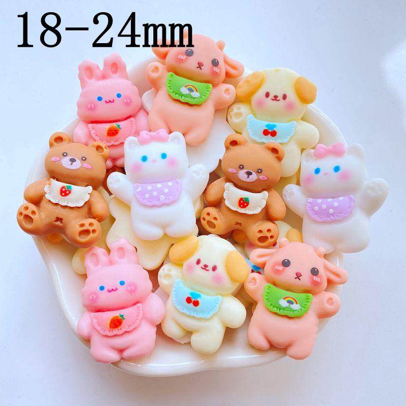 10Pcs New Cute Mini Cat, Dog And Bear Flat Back Resin Cabochons DIY Jewelry Craft Decoration Accessorie