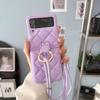 Držiak na prsteň Crossbody Remienok Puzdro pre Samsung Galaxy Z Flip 3 Flip 4 Z Flip 5 5G Obal módne mriežkovaný náhrdelník Lanyard Lano Kožená taška